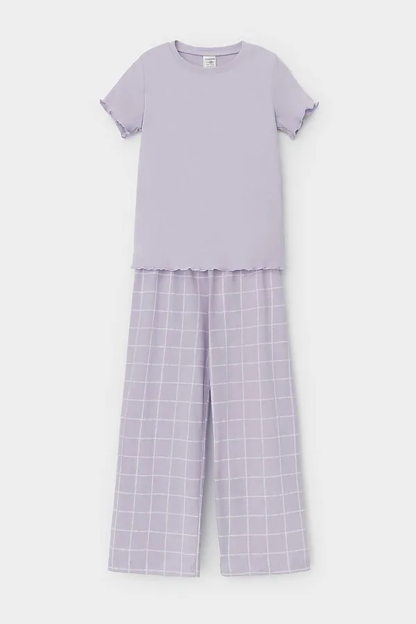 Пижама CROCKID, лепесток орхидеи,двойная клетка - фото 2