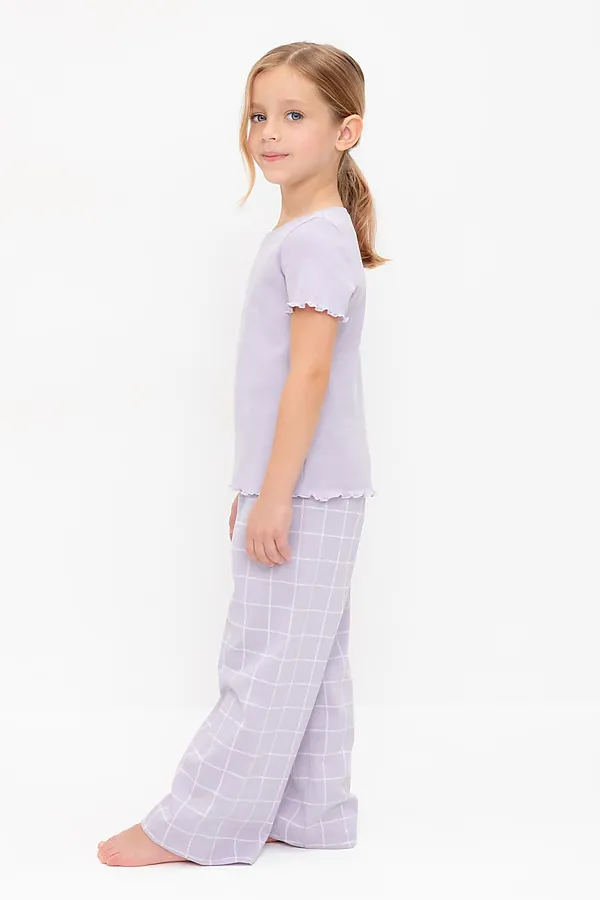 Пижама CROCKID, лепесток орхидеи,двойная клетка - фото 2