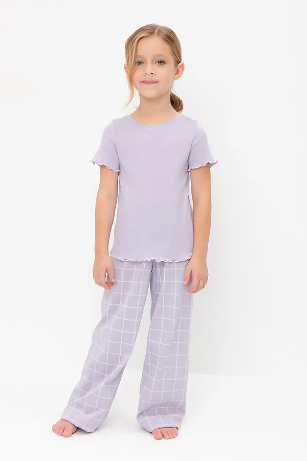 Пижама CROCKID, лепесток орхидеи,двойная клетка - фото 2