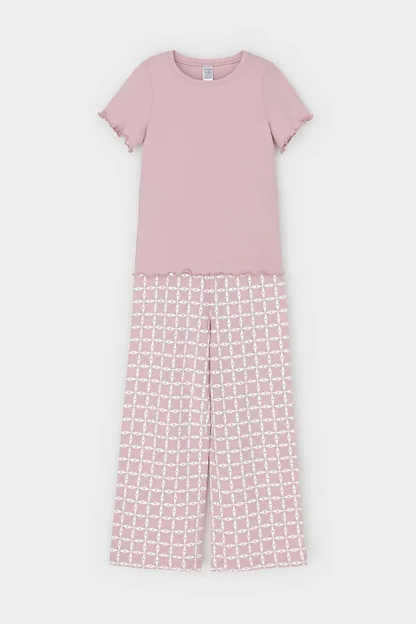 Пижама CROCKID, розовый лед,морская клетка - фото 2
