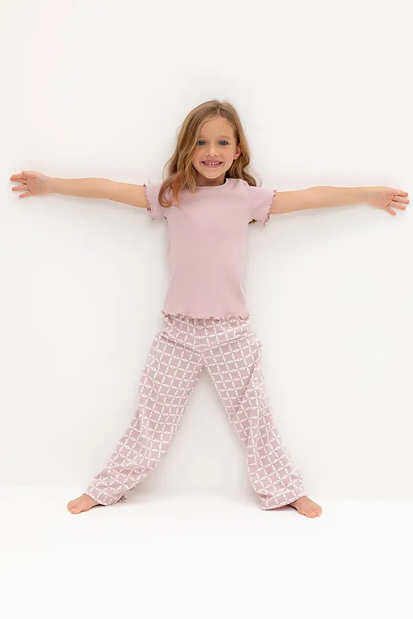 Пижама CROCKID, розовый лед,морская клетка - фото 2