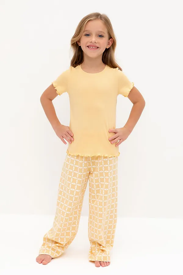 Пижама CROCKID, светлая мимоза,морская клетка - фото 2