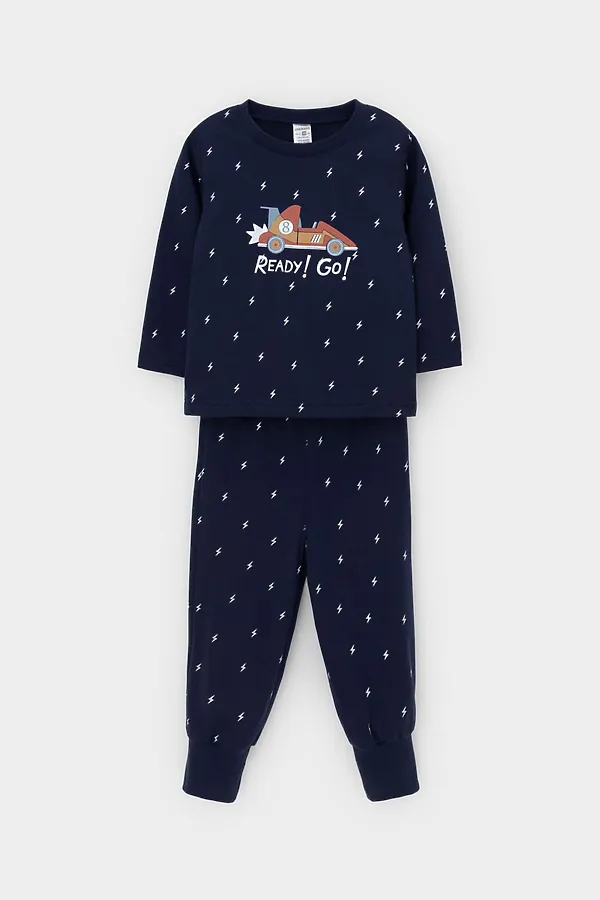 Пижама CROCKID, морской синий,маленькие молнии - фото 2