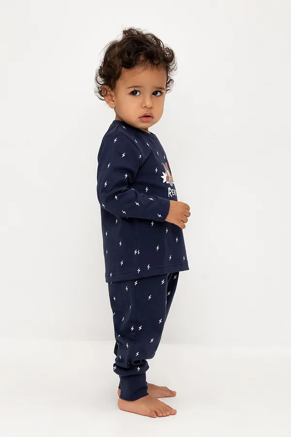 Пижама CROCKID, морской синий,маленькие молнии - фото 2