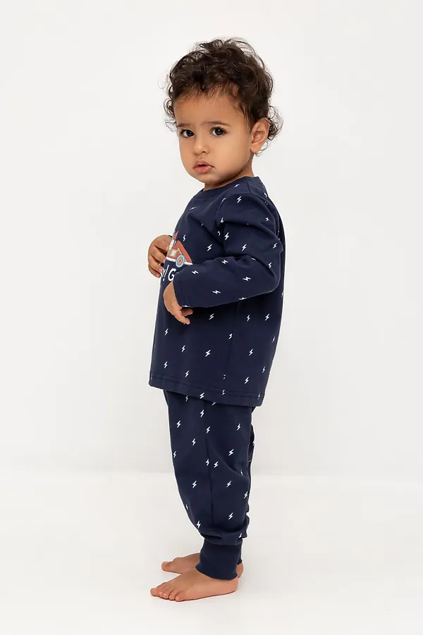 Пижама CROCKID, морской синий,маленькие молнии - фото 2