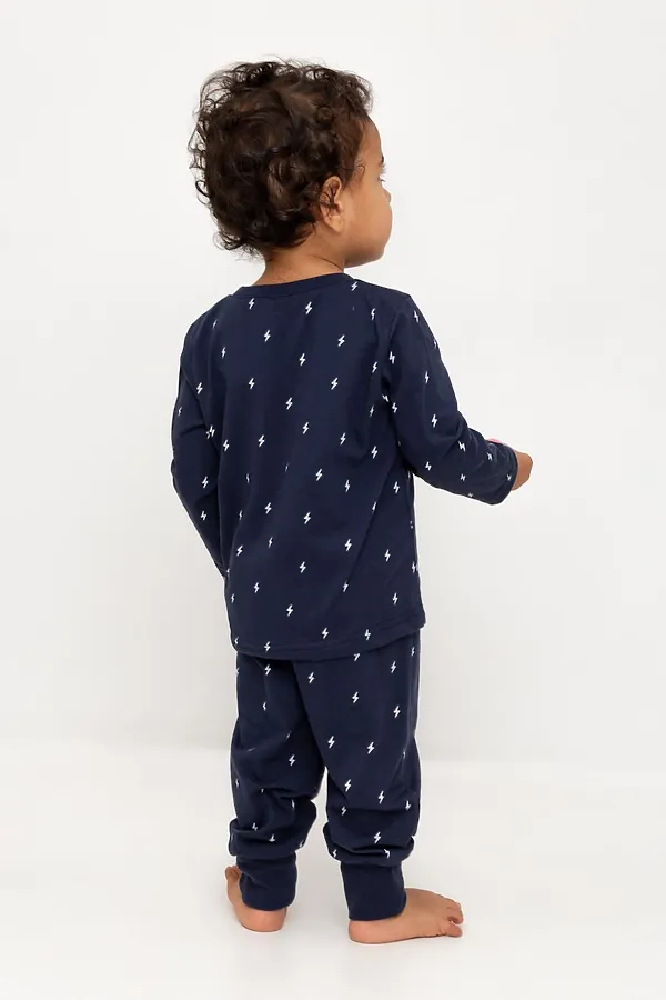 Пижама CROCKID, морской синий,маленькие молнии - фото 2
