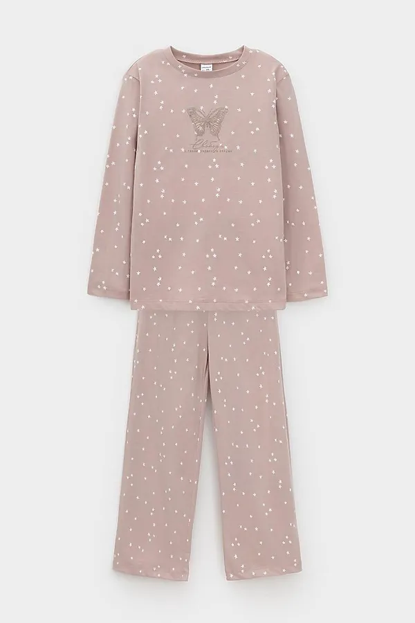 Пижама CROCKID, кофейный,цветочные снежинки - фото 2