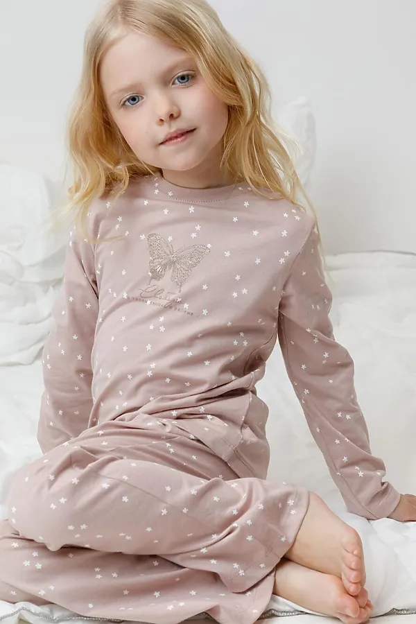 Пижама CROCKID, кофейный,цветочные снежинки - фото 2