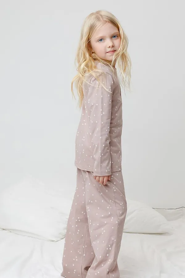 Пижама CROCKID, кофейный,цветочные снежинки - фото 2