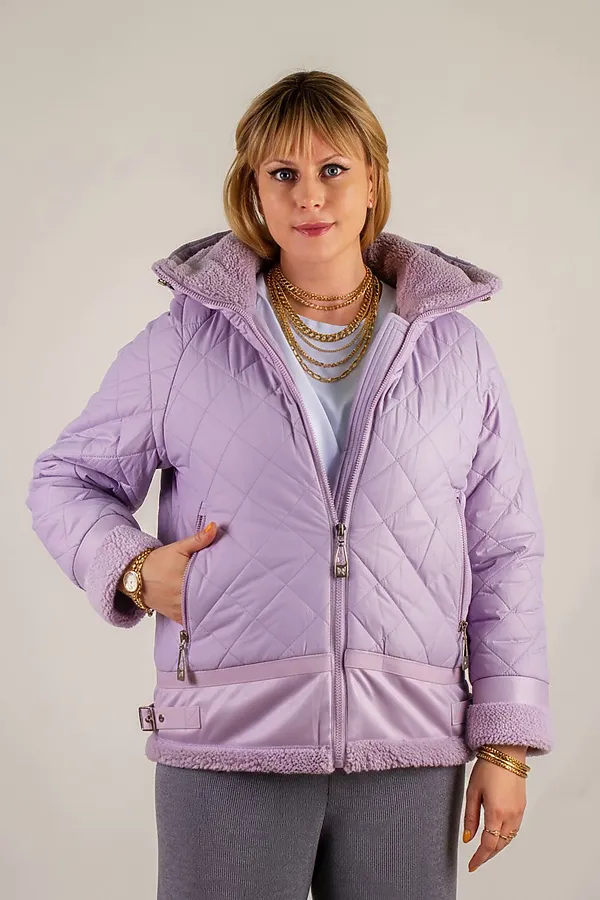 Куртка Классика верблюжья шерсть, арт. 309 НАТАЛИ, сиреневый - фото 2