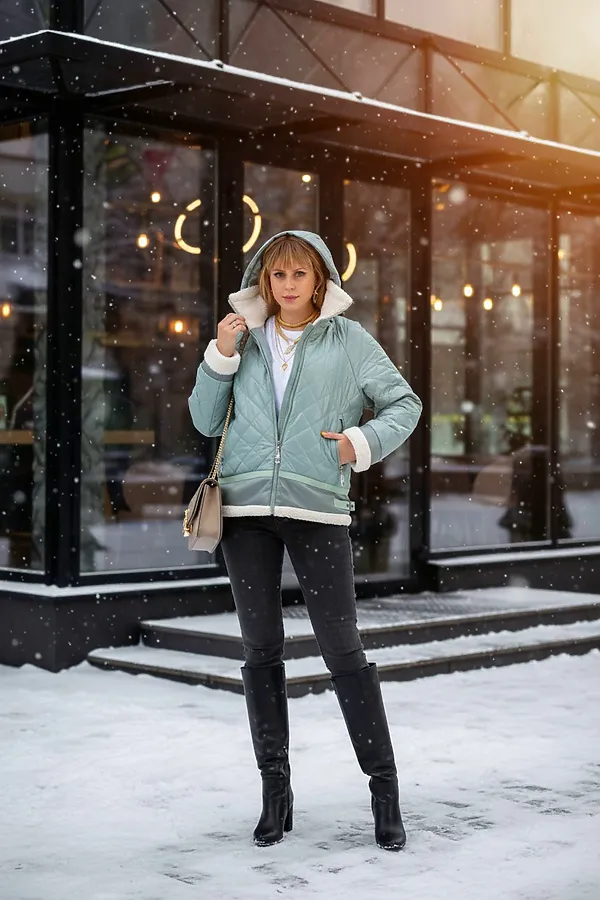 Куртка Классика верблюжья шерсть, арт. 309 НАТАЛИ, бирюзовый - фото 2