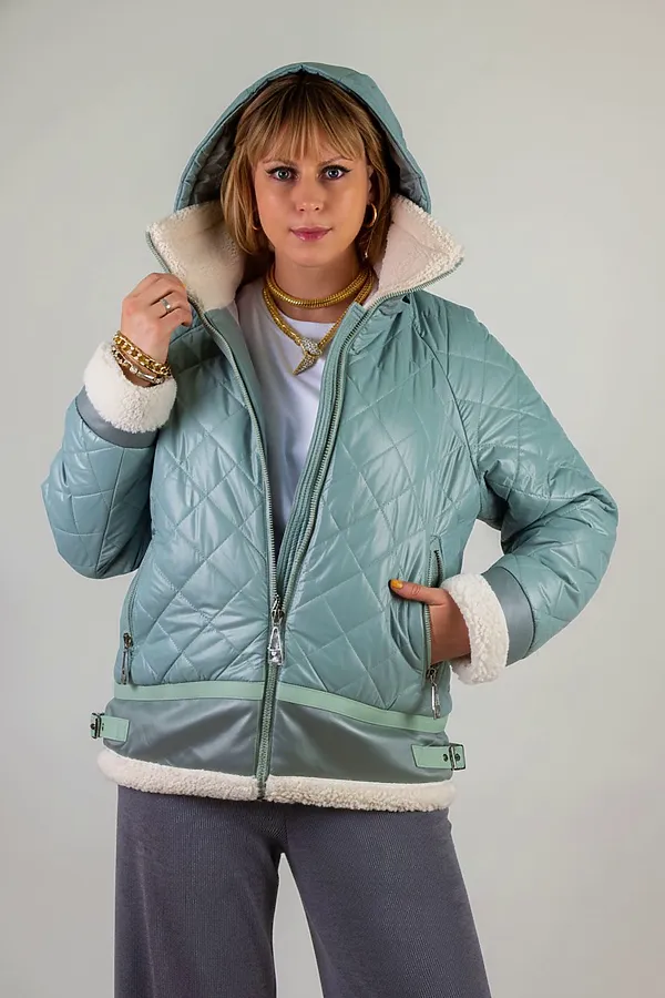 Куртка Классика верблюжья шерсть, арт. 309 НАТАЛИ, бирюзовый - фото 2