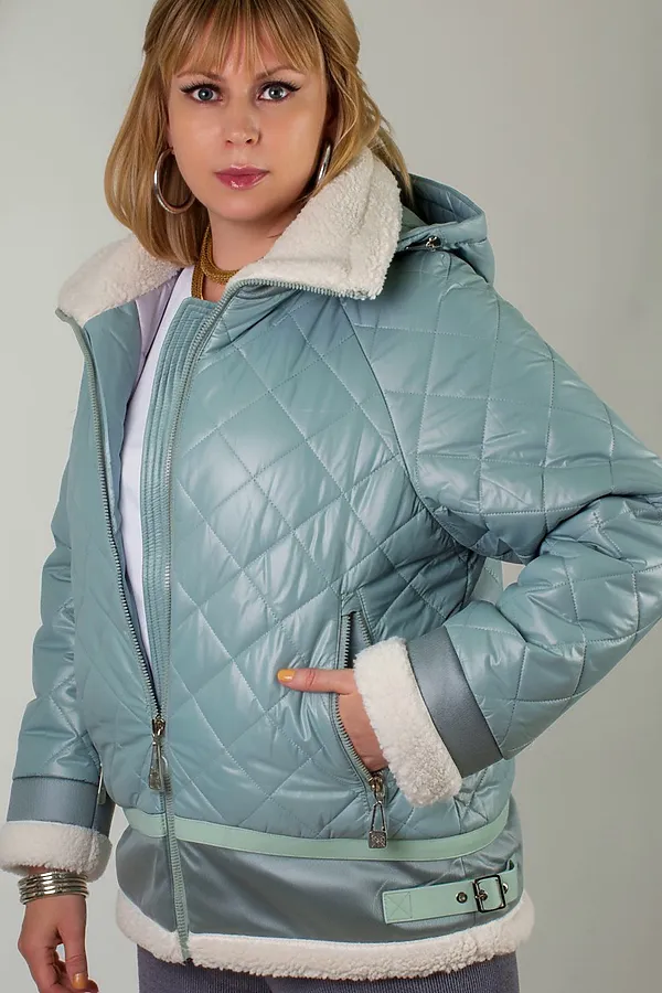 Куртка Классика верблюжья шерсть, арт. 309 НАТАЛИ, бирюзовый - фото 2