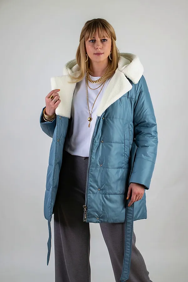 Куртка 302 верблюжья шерсть НАТАЛИ, бирюзовый - фото 2