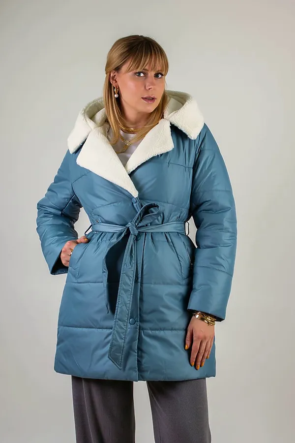 Куртка 302 верблюжья шерсть НАТАЛИ, бирюзовый - фото 2