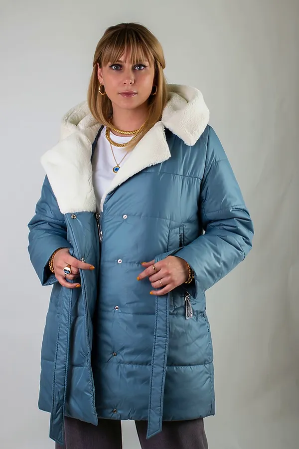 Куртка 302 верблюжья шерсть НАТАЛИ, бирюзовый - фото 2