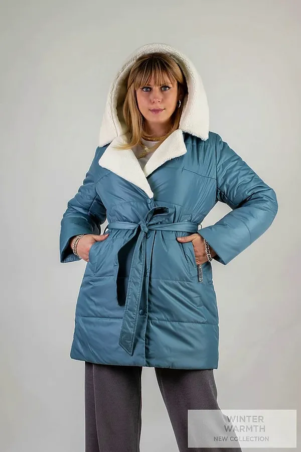 Куртка 302 верблюжья шерсть НАТАЛИ, бирюзовый - фото 2