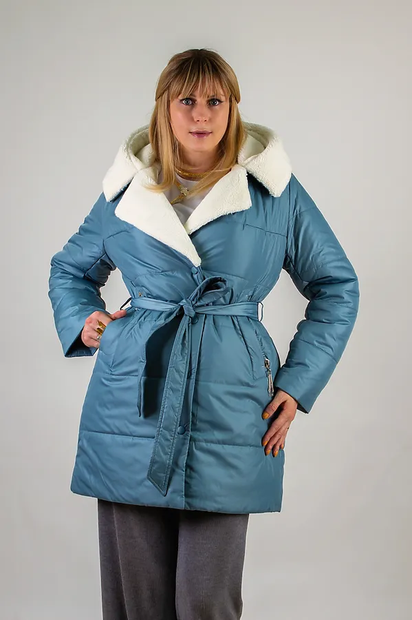 Куртка 302 верблюжья шерсть НАТАЛИ, бирюзовый - фото 2