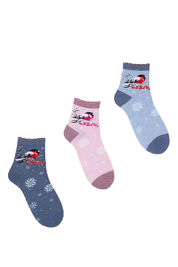 Носки стандарт Снегири (набор 3 пары) НАТАЛИ, голубой, бордо, джинс - фото 2