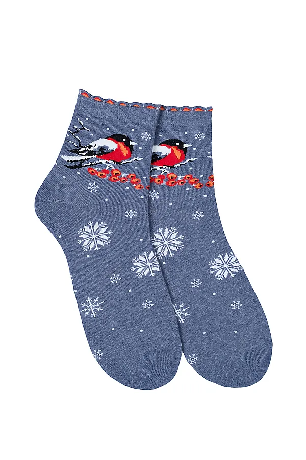 Носки стандарт Снегири (набор 3 пары) НАТАЛИ, голубой, бордо, джинс - фото 2