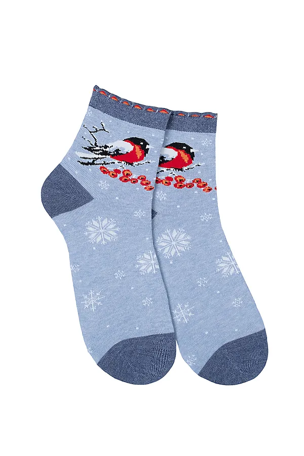 Носки стандарт Снегири (набор 3 пары) НАТАЛИ, голубой, бордо, джинс - фото 2