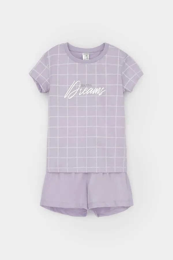 Пижама CROCKID, лепесток орхидеи,двойная клетка - фото 2