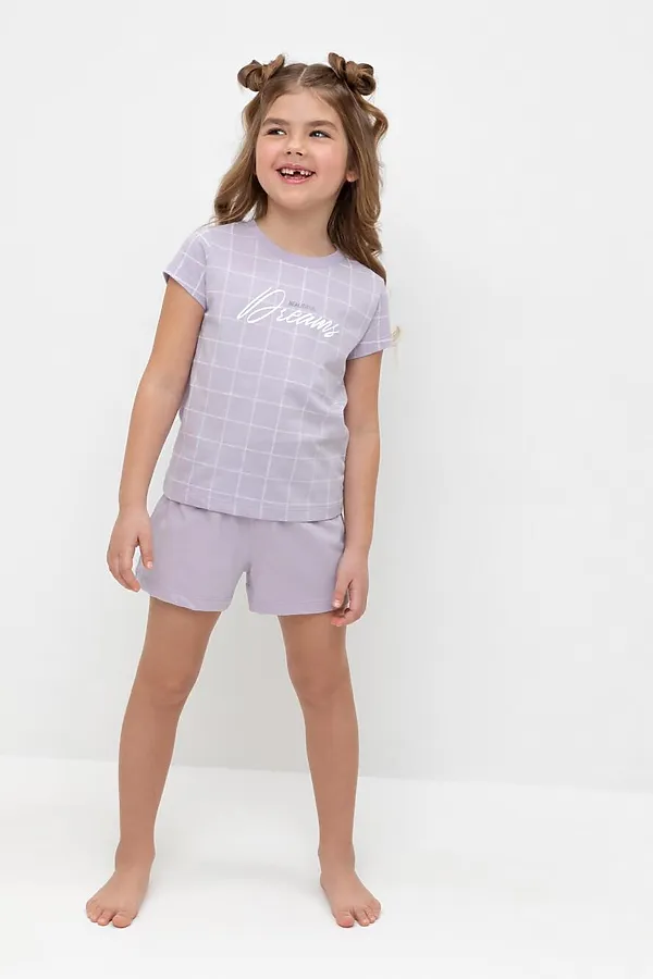 Пижама CROCKID, лепесток орхидеи,двойная клетка - фото 2