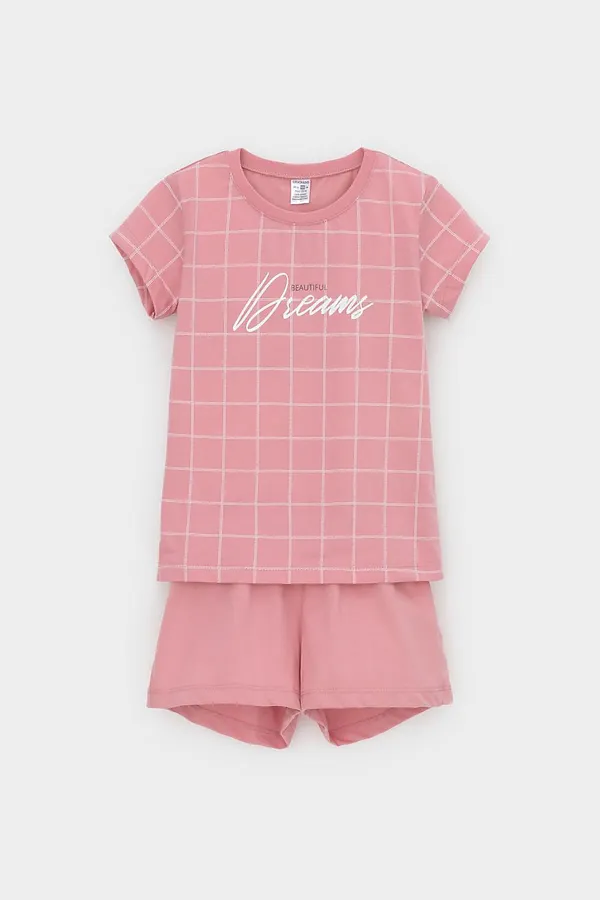 Пижама CROCKID, розовый зефир,двойная клетка - фото 2