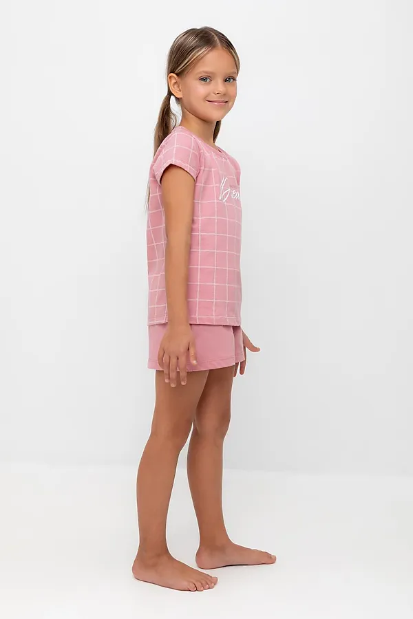 Пижама CROCKID, розовый зефир,двойная клетка - фото 2