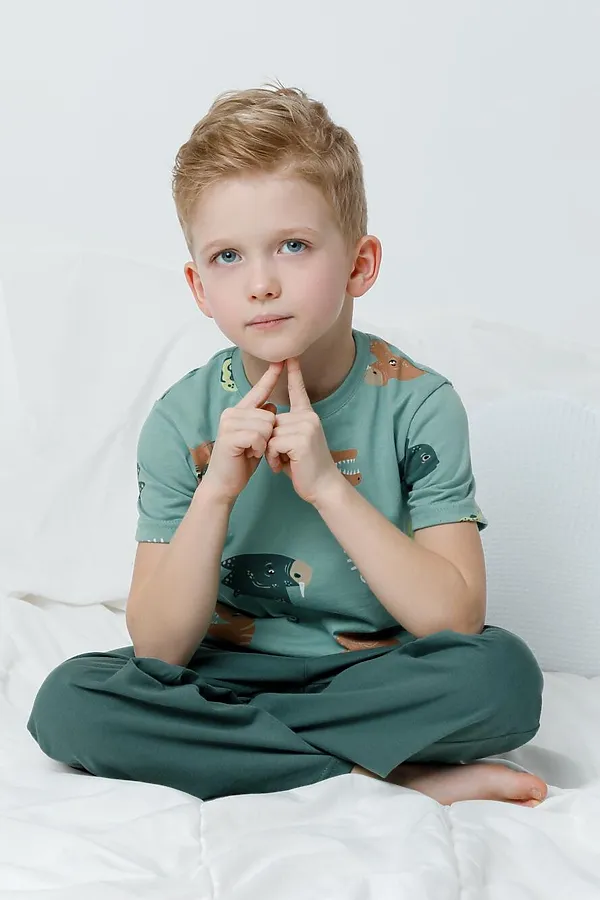 Пижама CROCKID, динозавры,зеленый - фото 2