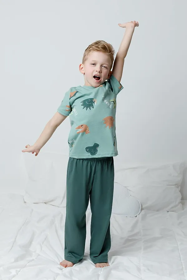 Пижама CROCKID, динозавры,зеленый - фото 2