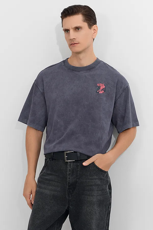 Футболка MARK FORMELLE, acid wash графит +печать - фото 2