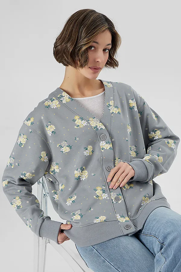 Кардиган MARK FORMELLE, цветы на сером1 - фото 2