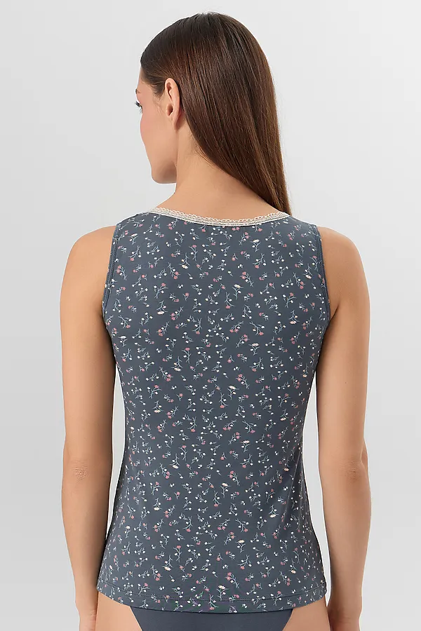 Майка MARK FORMELLE, цветы на темно -сером - фото 2