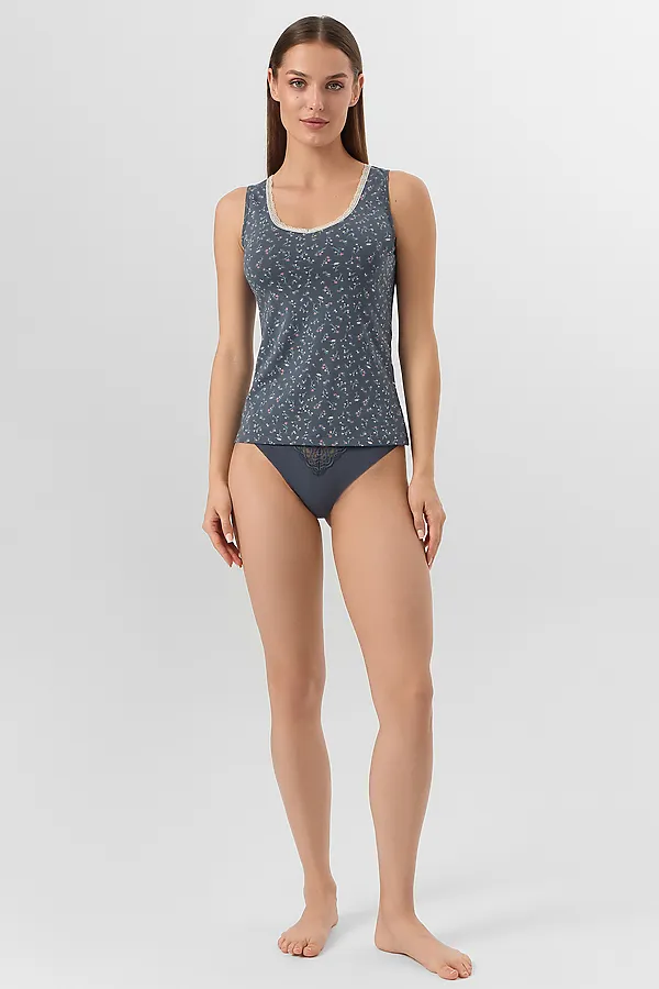 Майка MARK FORMELLE, цветы на темно -сером - фото 2