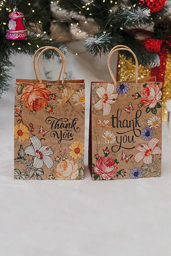 Набор крафт-пакетов подарочных 2 шт НАТАЛИ, желтый/красный - фото 2