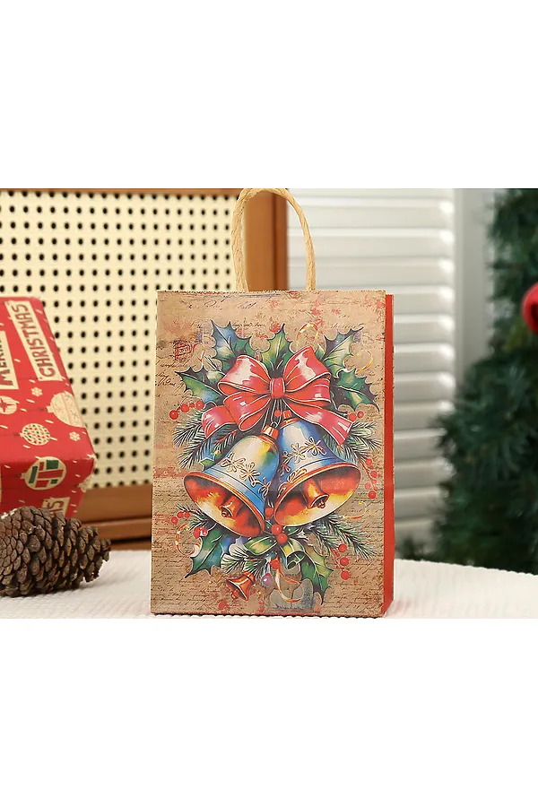 Набор крафт-пакетов новогодний 2 шт НАТАЛИ, бежевый - фото 2