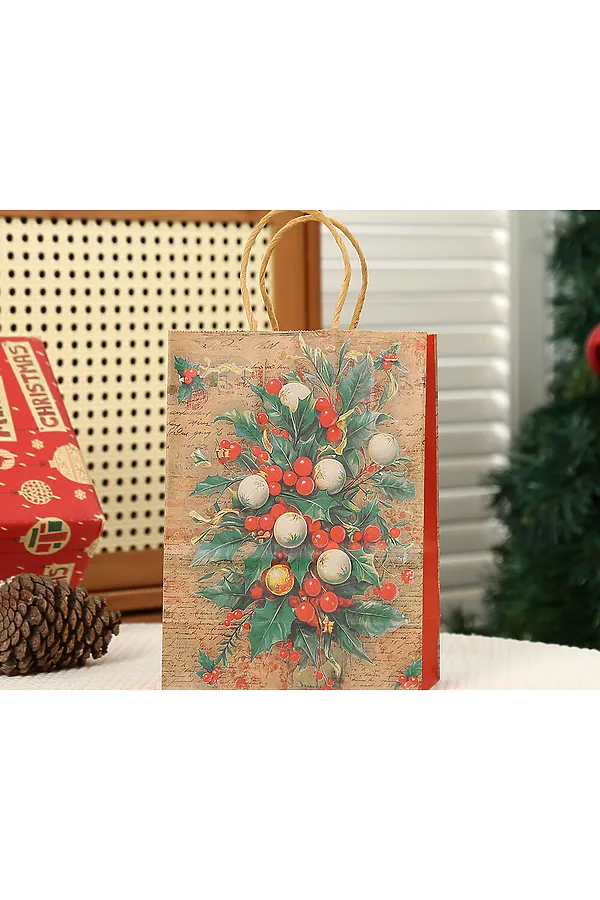 Набор крафт-пакетов новогодний 2 шт НАТАЛИ, бежевый - фото 2