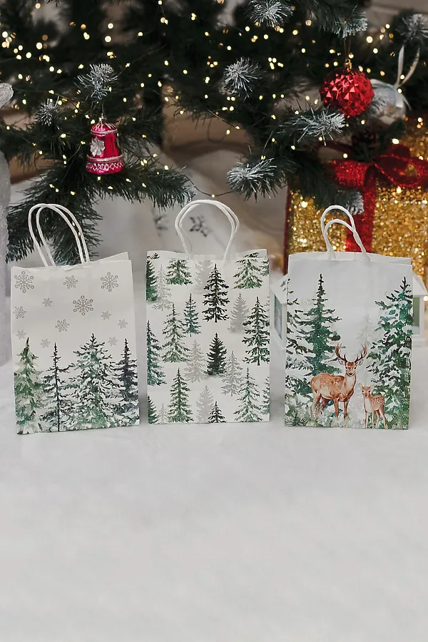 Набор крафт-пакетов подарочных новогодних 3 шт НАТАЛИ, зеленый - фото 2