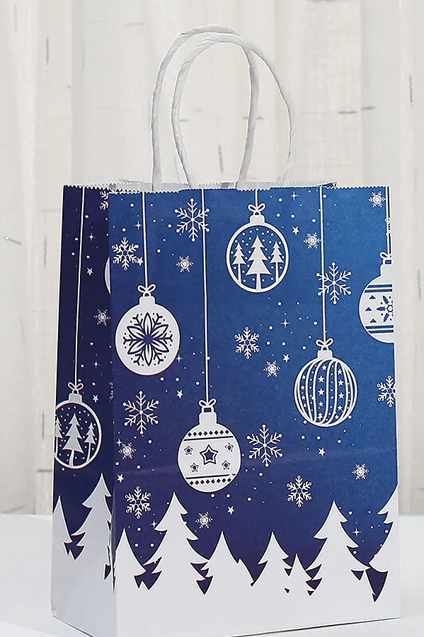 Набор крафт-пакетов подарочных новогодних 3 шт НАТАЛИ, синий - фото 2