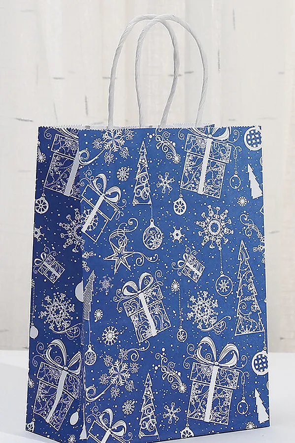 Набор крафт-пакетов подарочных новогодних 3 шт НАТАЛИ, синий - фото 2