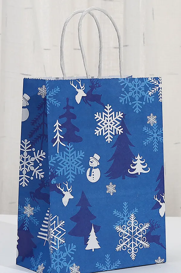 Набор крафт-пакетов подарочных новогодних 3 шт НАТАЛИ, синий - фото 2