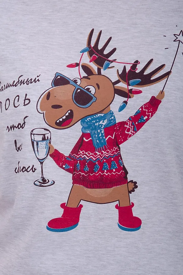 Пижама с шортами Приколось НАТАЛИ, светло-серый меланж - фото 2