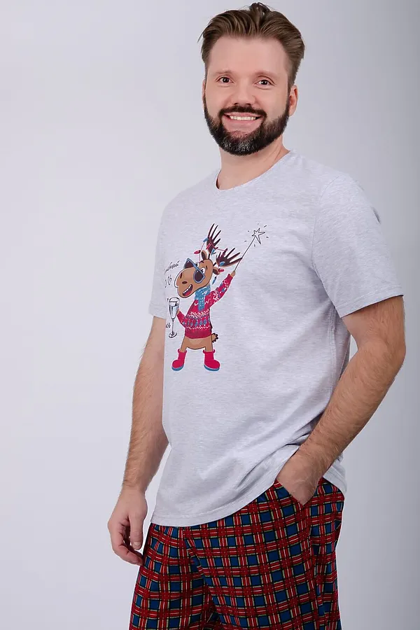 Пижама с брюками Приколось 3 НАТАЛИ, светло-серый меланж - фото 2