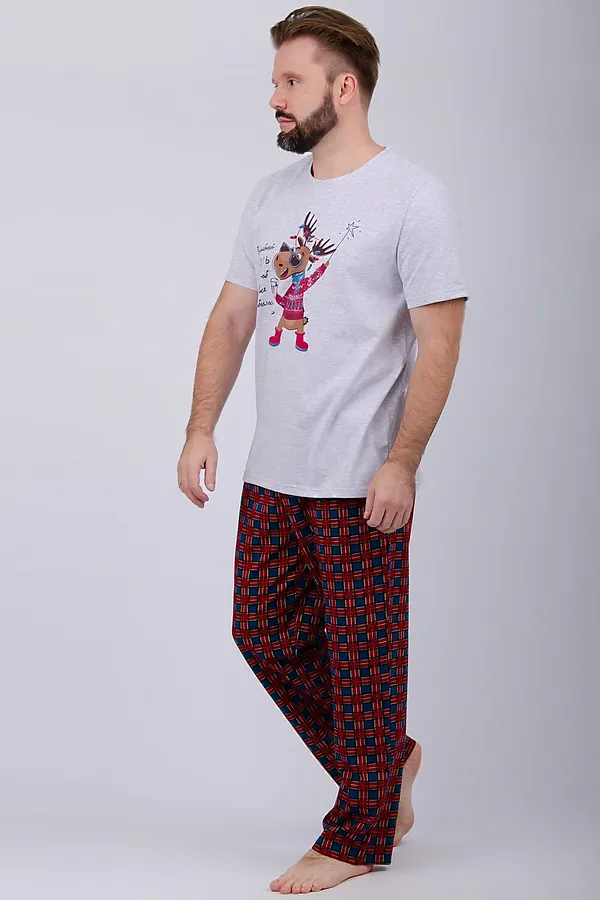 Пижама с брюками Приколось 3 НАТАЛИ, светло-серый меланж - фото 2