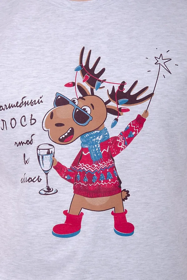 Пижама с брюками Приколось 3 НАТАЛИ, светло-серый меланж - фото 2