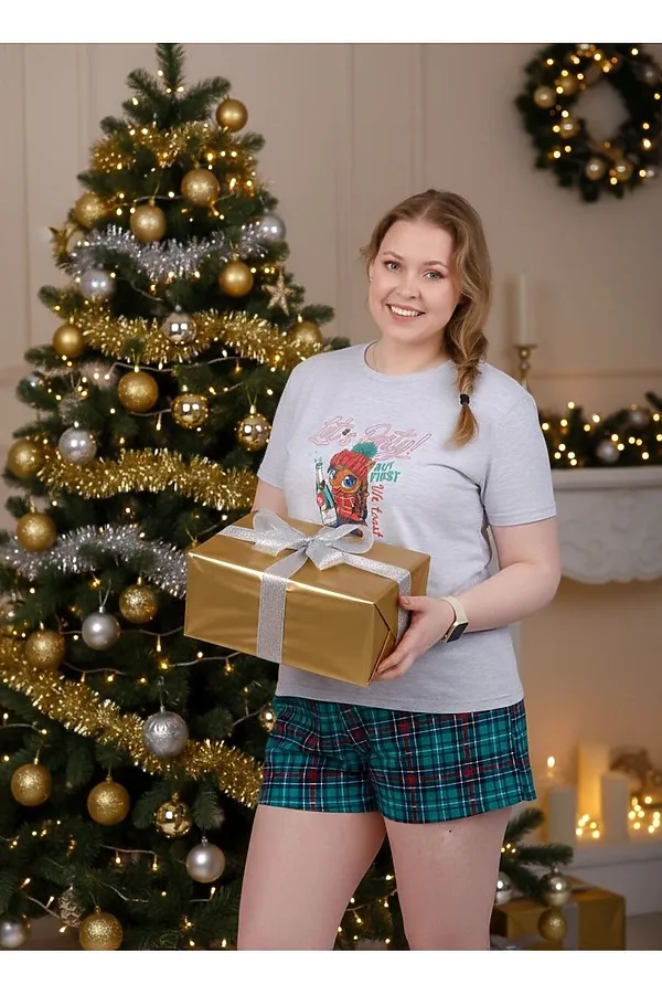 Пижама с шортами Маруся НАТАЛИ, светло-серый меланж - фото 2