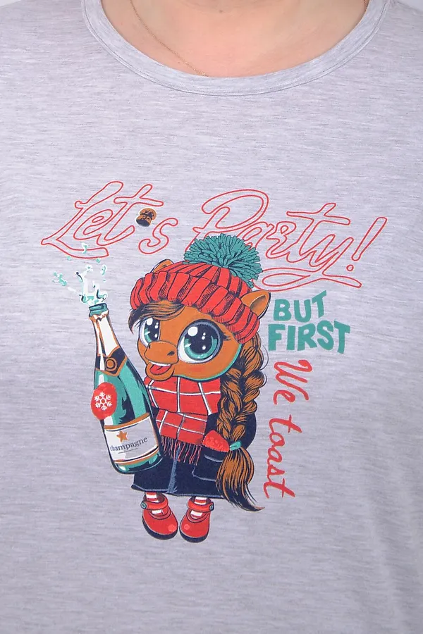 Пижама с шортами Маруся НАТАЛИ, светло-серый меланж - фото 2