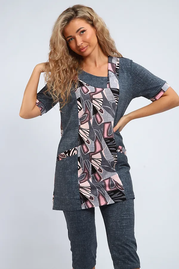 Костюм с бриджами 361 НАТАЛИ, серый - фото 2