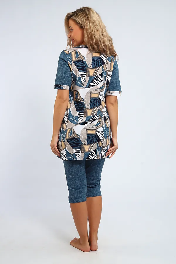 Костюм с бриджами 347 НАТАЛИ, серо-голубой - фото 2